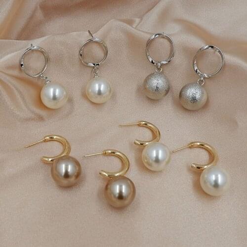 Fashion Classic Color Round Artificial Pearl Earrings Round Ball Drop Dangle Earrings For Women Jewelry