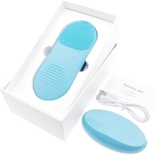 Silicone Facial Cleansing Brush Electric Rechargeable Face Cleaning Washing Machine Sonic Vibration Massage Cleanser Waterproof
