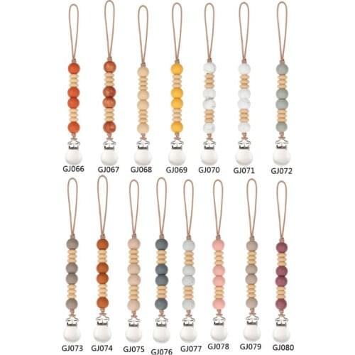 Silicone Beads Infant Toddler Pacifier Clip Chain Feeding Binky Clip Dummy Teether Clip Soother Clip