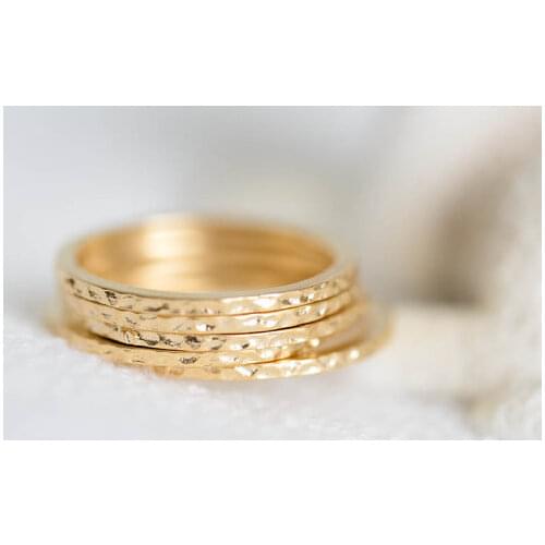 SMJEL 2017 Hot Sale Cute Slim Hammered Stacked Rings For Women Bridesmaid Jewelry Gifts R075