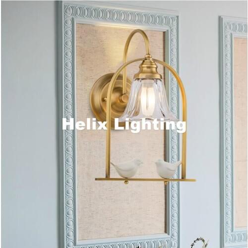 Modern Brass Color Nordic Retro Wall Lamp Nordic Bird Abajur De Parede Vintage Decora Lighting Home Bedrrom Luminaire 110 220V
