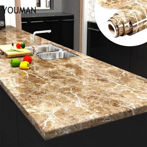 Modern Refurbished Marble Sticker Kitchen Cabinet Wardrobe Decoration Wallpaper Bathroom Waterproof Cabinet Dining Table Sticker