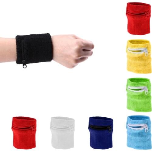 Outdoor Sports Fitness Wristband Sweatband Wallet Zipper Pocket