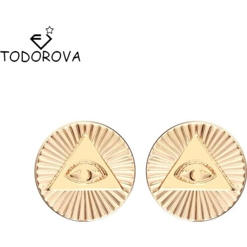 Todorova Unique All Seeing Eye Earrings Round Triangle Eye of God Illuminati Jewelry Eye of Providence Third Eye Earrings