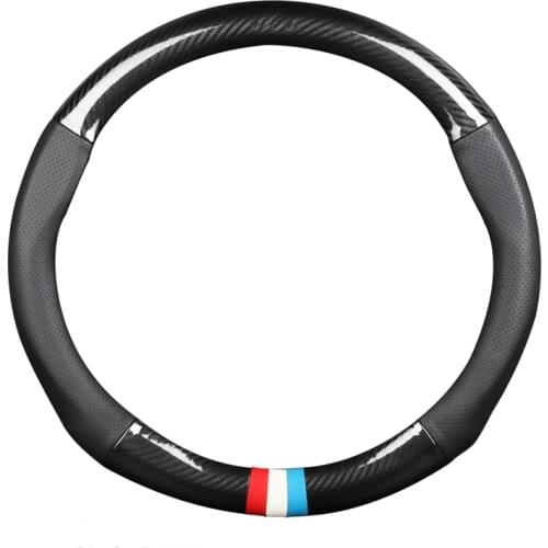 Carbon Fiber Leather car Steering wheel cover for BMW E46 E39 330i 540i 525i 530i 330Ci M3 2001 2002 2003 Handlebar Braid