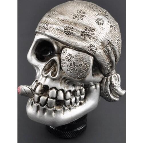 Universal Chrome Skull Shape Head Style Car Interior Decoration Car Manual Gear Stick Shifter Lever Knob