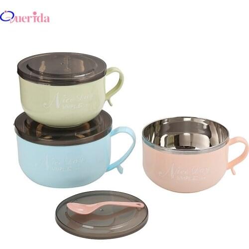 Large-Capacity Noodle Bowl Stainless Steel Plastic Leak-Proof Food Container With Lid Handle Spoon Student Anti-Scald Lunch Box
