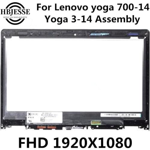 Replacement for Lenovo Yoga 3-14 yoga 700-14 14.0" FHD IPS LCD Screen Touch panel Digitizer Assembly +Bezel 5D10H35588 frame