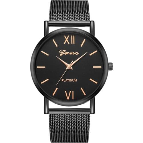 Ladies Watch 2020 New Simple Style Black Round Dial Quartz Watch Mesh Band Women Casual Clock Hot Gift Saats Reloj montre femme