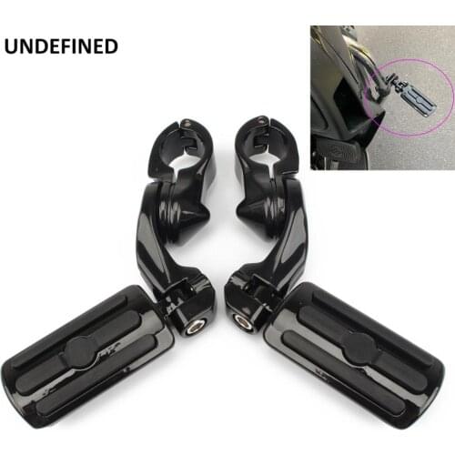 1 1/4" 32mm Motorcycle Footpegs Streamliner Adjustable Highway Short Angled Mount Engine Guard For Harley Universal Black