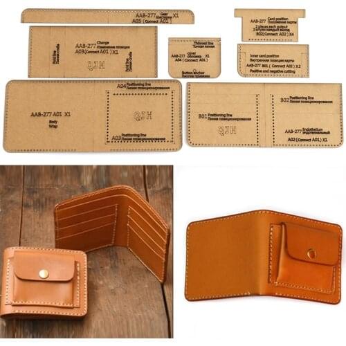 1Set DIY Kraft Paper Template New Fashion Short Wallet Card Package Leather Craft Pattern DIY Stencil Sewing Pattern 11cm*9.5cm