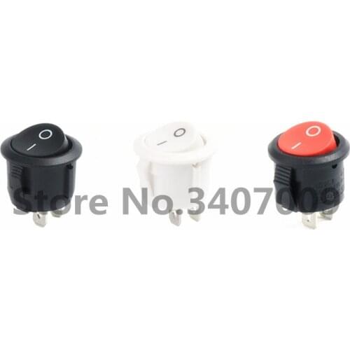 10Pcs 20mm ON/OFF Round Rocker Toggle Switch 6A/250VAC 10A 125VAC Plastic Push Button Switch Red Black White