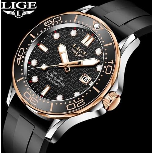 2021 LIGE Top Brand New Fashion Sport Mens watch Waterproof Luxury Clock Silicone Strap Quartz Wrist Watches Relogio Masculino