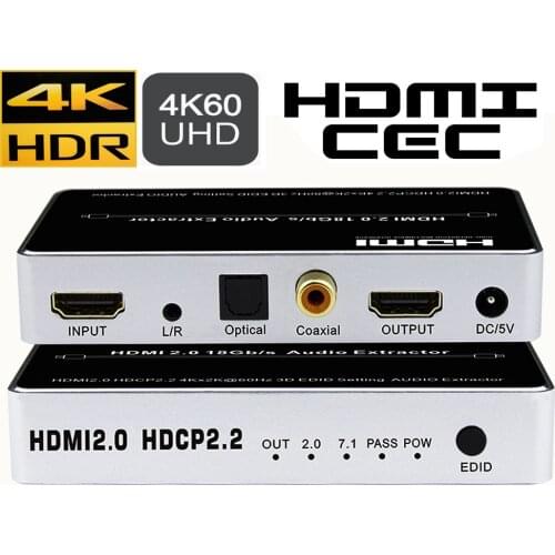 4K 60Hz Audio extractor HDMI- compatible HDMI 2.0 Audio converter Splitter HDMI to toslink+coax+Aux audio for PS5 PS4 apple TV