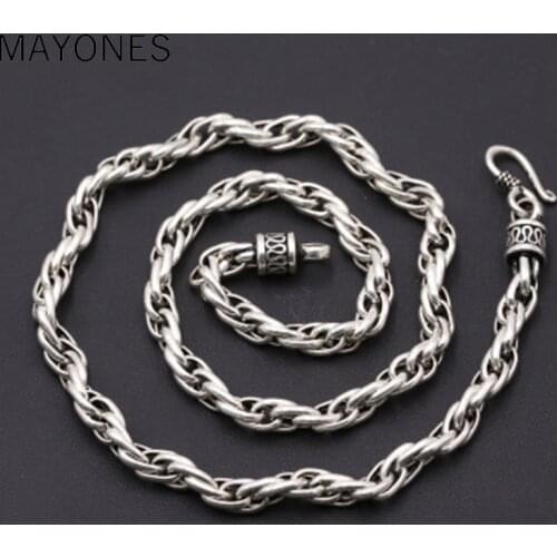 6mm Width Hot Sale classic twist necklace vintage 100% 925 sterling silver chain fashion necklace pendant women or men jewelry