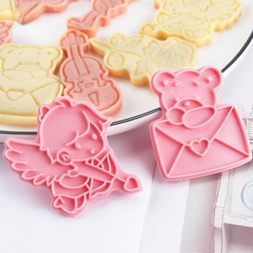 6Pcs/set Wedding Valentines Day Bakeware Cookie Mold Biscuit Mold DIY Cupid Press Cutter Baking Mold Party Cookie Tools Gift