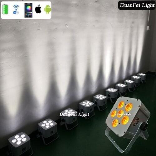 8lot 6x18w led battery power wireless dmx par light rgbwa uv wash wall flat uplight wifi led par