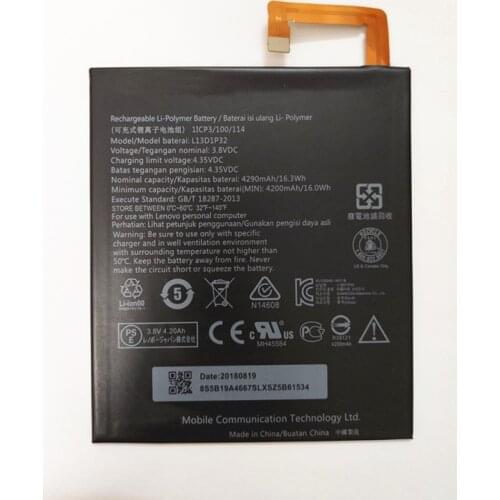 AZK New 4290mAh L13D1P32 battery for Lenovo Lepad A8-50 A5500 Tab S8-50 Battery 100% tested