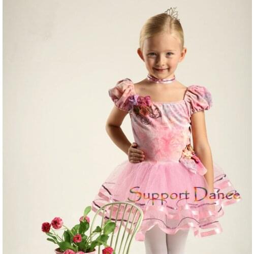 Support Dance Puff Sleeve Velvet Ballet Tutu Dress C31