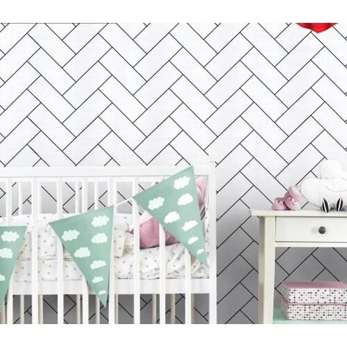 White and Black Geometric Contact Paper Black Stripes Peel and Stick Wallpaper Modern Removable Self Adhesive Wall Paper