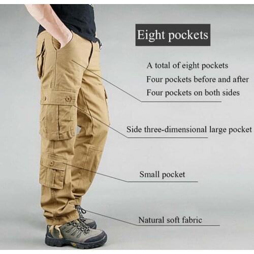 Mens Hiking Pants Cargo Pants Military Style Multi Pockets Tactical Pants Cotton Mens Outwear Straight Casual Trousers for Men