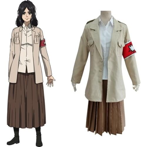 Attack on Titan Long Trench Coat Pieck Finger Cosplay Costume Marley Uniform Suit Armband Outfits Halloween Carnival Suit