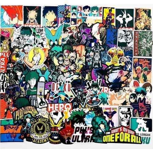 100Pcs Japanese Famous Anime My Hero Academy Sticker For Suitcase Scooter Notebook Computer DIY Childrens Toys PVC Graffiti