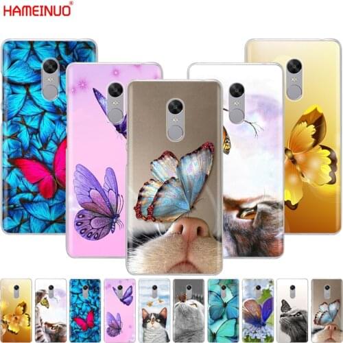 HAMEINUO Butterfly Stand On The Cat Nose Cover phone Case for Xiaomi redmi 5 4 1 1s 2 3 3s pro PLUS redmi note 4 4X 4A 5A