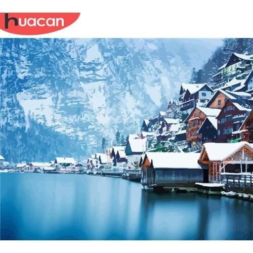 HUACAN Paint By Number Mountain Landscape Drawing On Canvas HandPainted Art Gift DIY Pictures By Number Winter Kits Home Decor