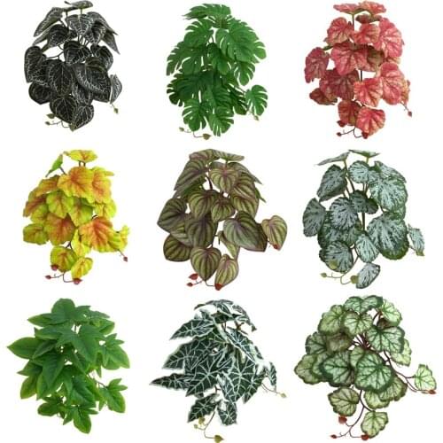 Artificial 3D Turtle Leaf Fake Taro Green Plants Wall Green Plant Accessories Wedding Decoration Potted Fake Flowers