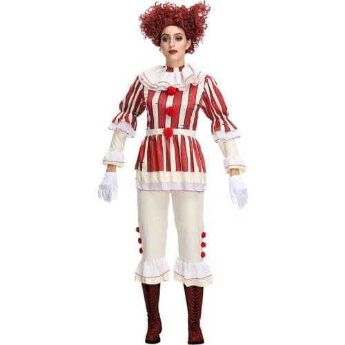Clown Halloween clothing for women Pennywise It cosplay Costume top+pants with balls Joker clown killer costumes for men Adult