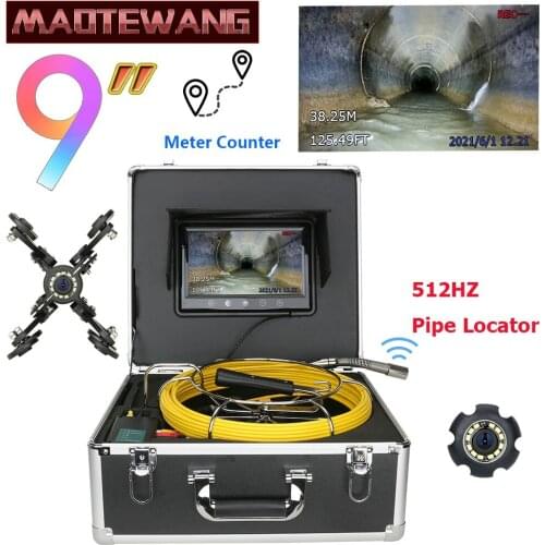 512hz locator sonde camera pipe inspection camera drain sewer Meter Counter camera 9 inch monitor long spring 22mm camera