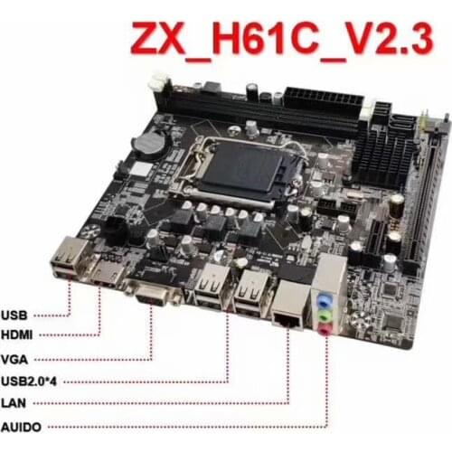 VKTECH H61 Desktop PC Motherboard LGA 1155 Pin 2 DDR3 Network Card VGA HDMI-Compatible Computer Mainboard Support i3 i5 CPU DNF