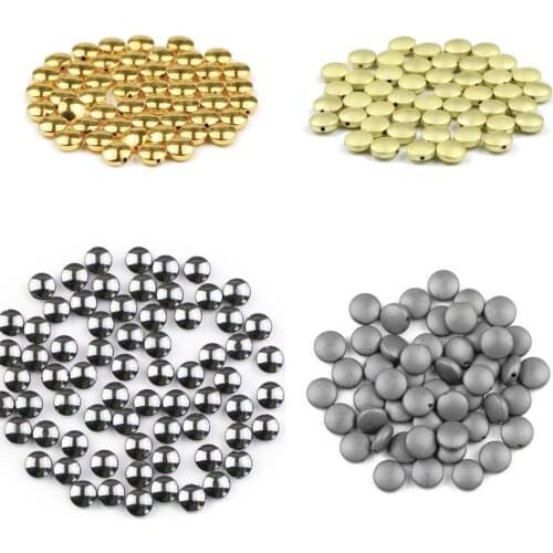 YHBZRET Matte Flat Round Hematite Natural Stone 8mm 48pcs Gold Silvers loose charm Beads For Jewelry Making Diy Bracelet fingind