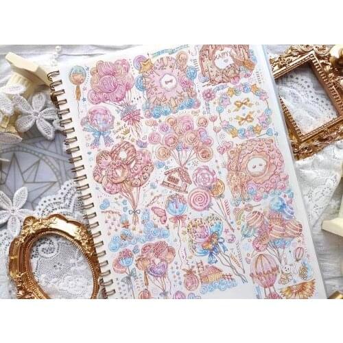 Lovely Colorful Candy Clear PET Tape for Card Making Bullet Journal DIY Scrapbooking Label Sticker