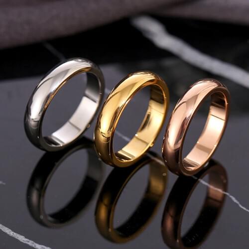 Fashion Rose Gold Smooth Circle Ring Men Women Exclusive Couple Wedding Ring High Quality Simple Rings jewelry