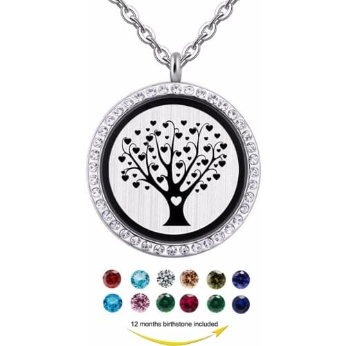 Fashion Tree of life magnetic floating locket Pendant, gift for She birthstones charm necklace jewelry