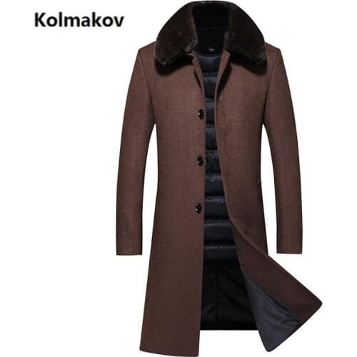 2020 winter Long style wool trench coat men,mens white duck down wool jackets ,thicked coat men,plus-size M-6XL,7XL