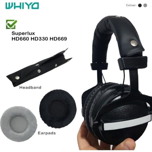 Whiyo Soft Velvet Replacement EarPads Headband for Superlux HD330 HD662 HD662B HD660 HD668B HD669 HD681 EVO HD681B Bumper Pads