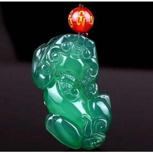 Natural Jade Agate To attract wealth Pendant Necklace Chalcedony Carved Charm Jewellery Fashion Amulet for Men Women Lucky