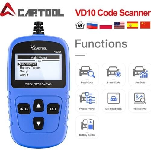 Obd2 VD10 OBD2 Car Code Scanner EOBD Diagnostic Tool Engine Code Reader Support Datastream PK ELM327 obd car accessories