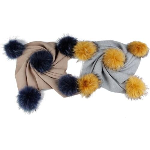 2019 Newborn Baby Kids Baby Warm Wool Swaddling Blanket Travel Sleeping Blanket With 15cm Real Fur Pompom Bedding Swaddles Wrap