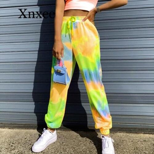 Autumn Womens trousers 2020 Summer New Tie-Dye Fashion Casual Sports Pants Female Harem Pants women Tie Dye Elastic Waist pants