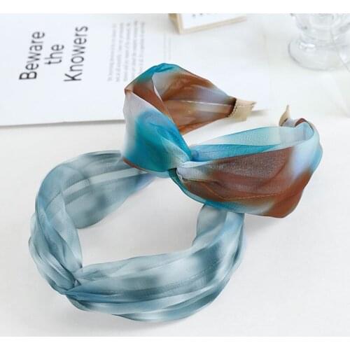 New product mesh cross-knotted headband gentle wind tie-dye organza fabric headband net red face wash headhoop