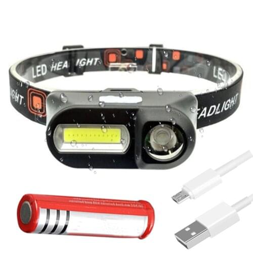 Drop Shipping Portable mini XPE+COB LED Headlamp USB Rechargeable Camping Head lamp Fishing headlight flashlight torch