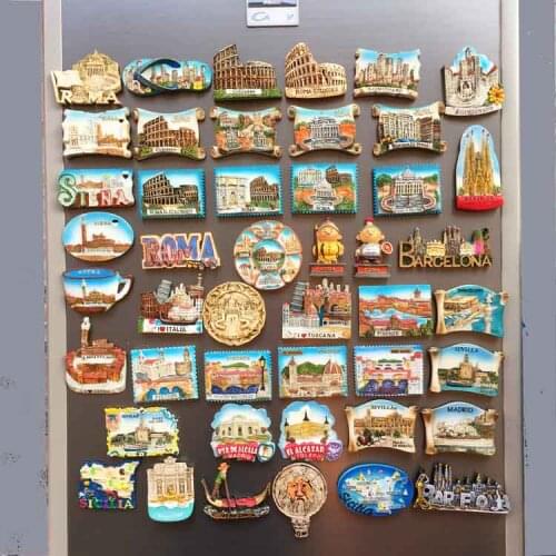 Travel souvenirs magnetic stickers refrigerator stickers across Italy and Spain