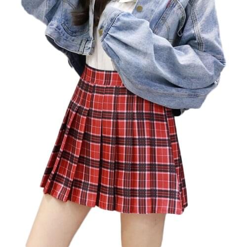 Sexy Skirts High Waist Pleated Plaid Skirt Female Anime Short Skirts Plisowana Femme Cute Sweet Girls Mini Skirt Woman Skirts