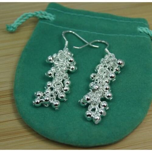 BABYLLNT 925 Silver Smooth Grape Bead Drop Earrings For Woman Wedding Engagement Fashion Party Charm Jewelry Gift