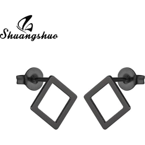 Shuangshuo New European and American Trinkets Square Stud Earrings for Women Geometric Earrings Stainless Steel Jewelry Brincos