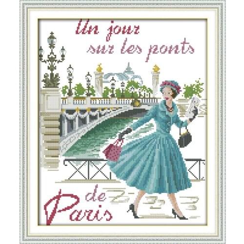 The Blue Skirt Girl Counted Cross Stitch Patterns Dmc Chinese Embroidery Kits Sale Print Pattern Handicraft Needlework Sets Diy